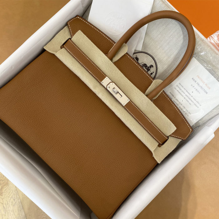 Hermes Birkin 30 Gold Veau Togo PHW Handbag, Z Stamp 2021