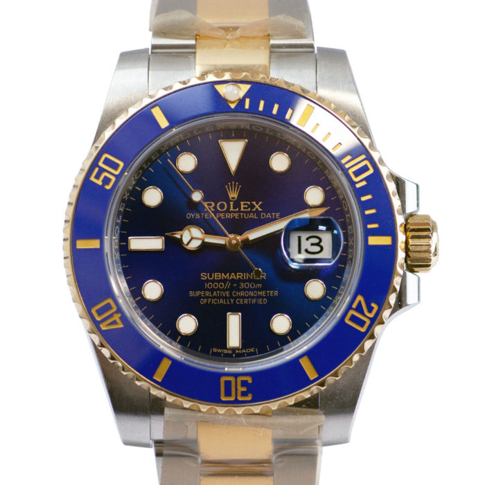 Rolex Submariner 116613LB Date Two Tone Ceramic Blue Bezel Blue Dial Mens Watch