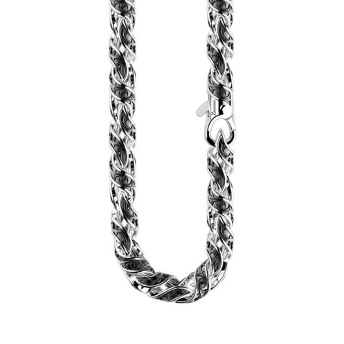 Zancan Sterling Silver and Black Rhodium Burnishing Chain Necklace EXC539