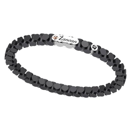 Zancan Black Ceramic Bead with Black Spinel Stretch Bracelet EHB186