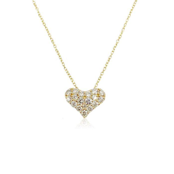 18k Yellow Gold 0.50ctw Diamond Small Heart Necklace