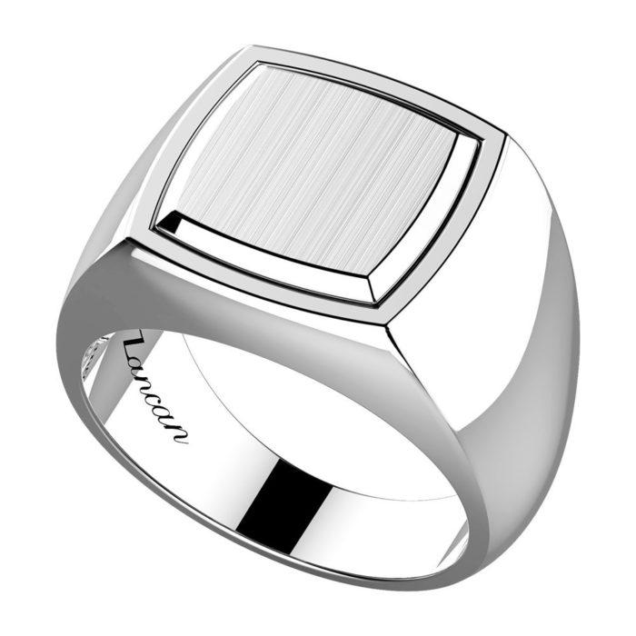 Zancan 925 Sterling Silver Hexagonal Satin Signet Ring