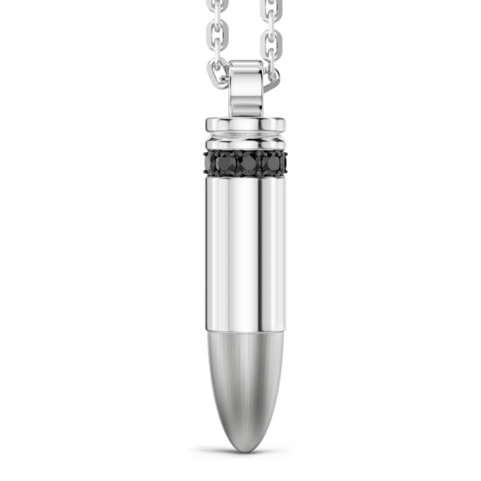 Zancan EXC453 Sterling Silver and Black Spinel Bullet Pendant Necklace