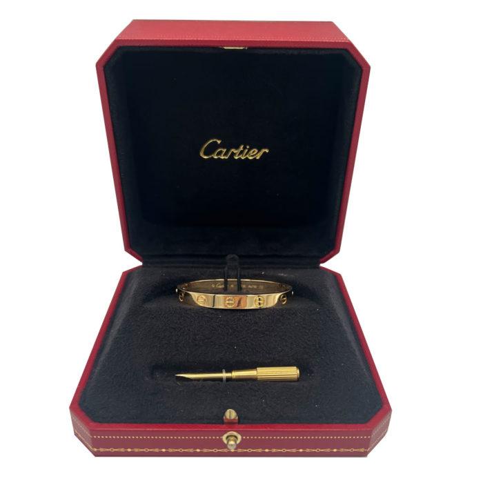 Authentic Cartier 18k Yellow Gold Love Bracelet Size 15, Box & Papers