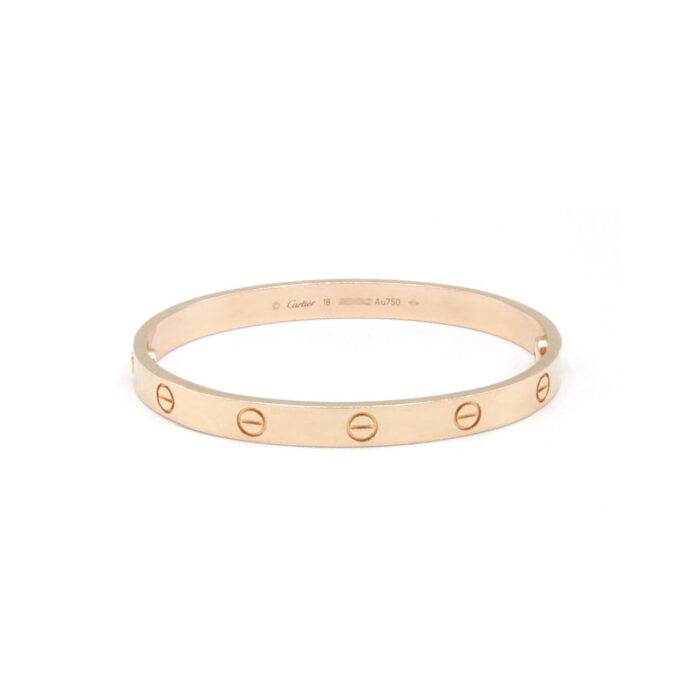 Authentic Cartier 18k Rose Gold Love Bracelet, Size 18 Box and Papers