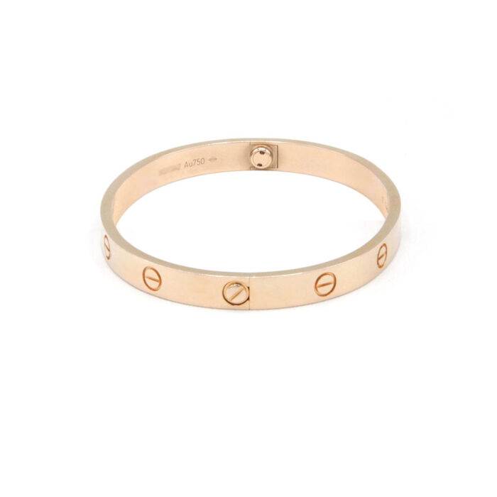 Authentic Cartier 18k Rose Gold Love Bracelet, Size 18 Box and Papers