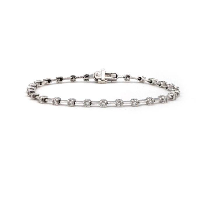 14k White Gold 0.84ctw Spaced Out Diamond Tennis Bracelet