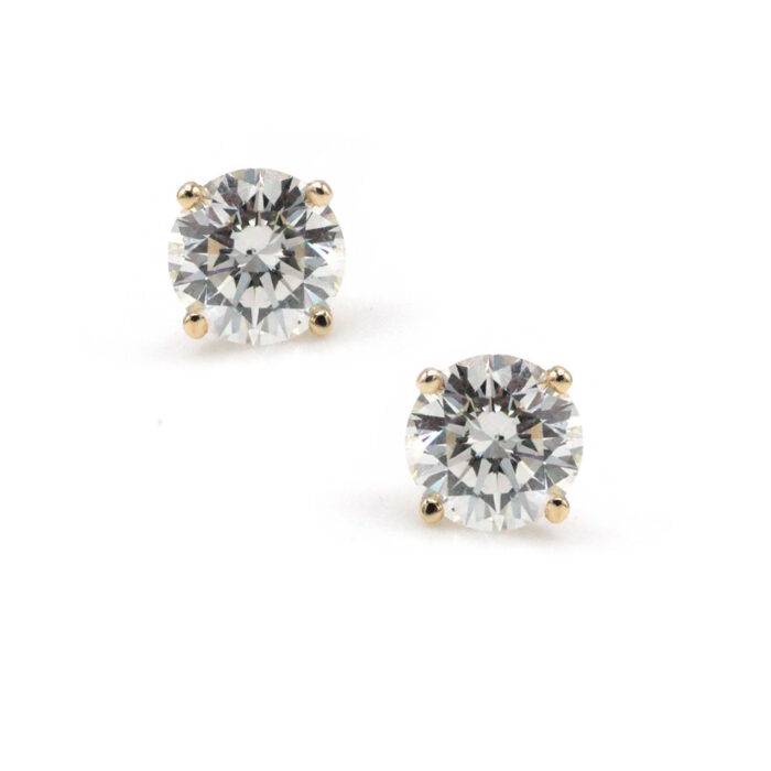 14k Yellow Gold 1.02ctw Round Brilliant Diamond Stud Earrings