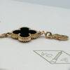 Van Cleef & Arpels 18k Yellow Gold 5 Motif Onyx Alhambra Bracelet