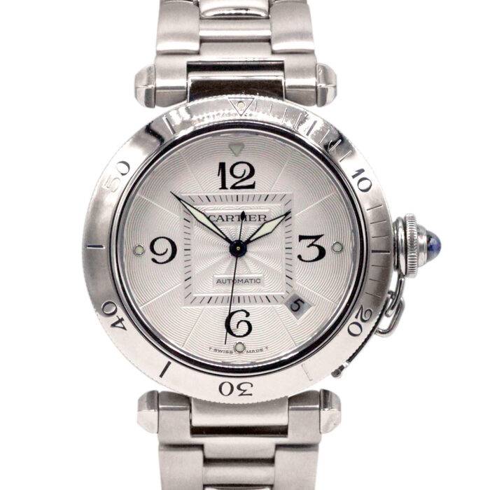 Cartier Pasha 2378 Stainless Steel 38mm Silver Guilloche Dial Watch