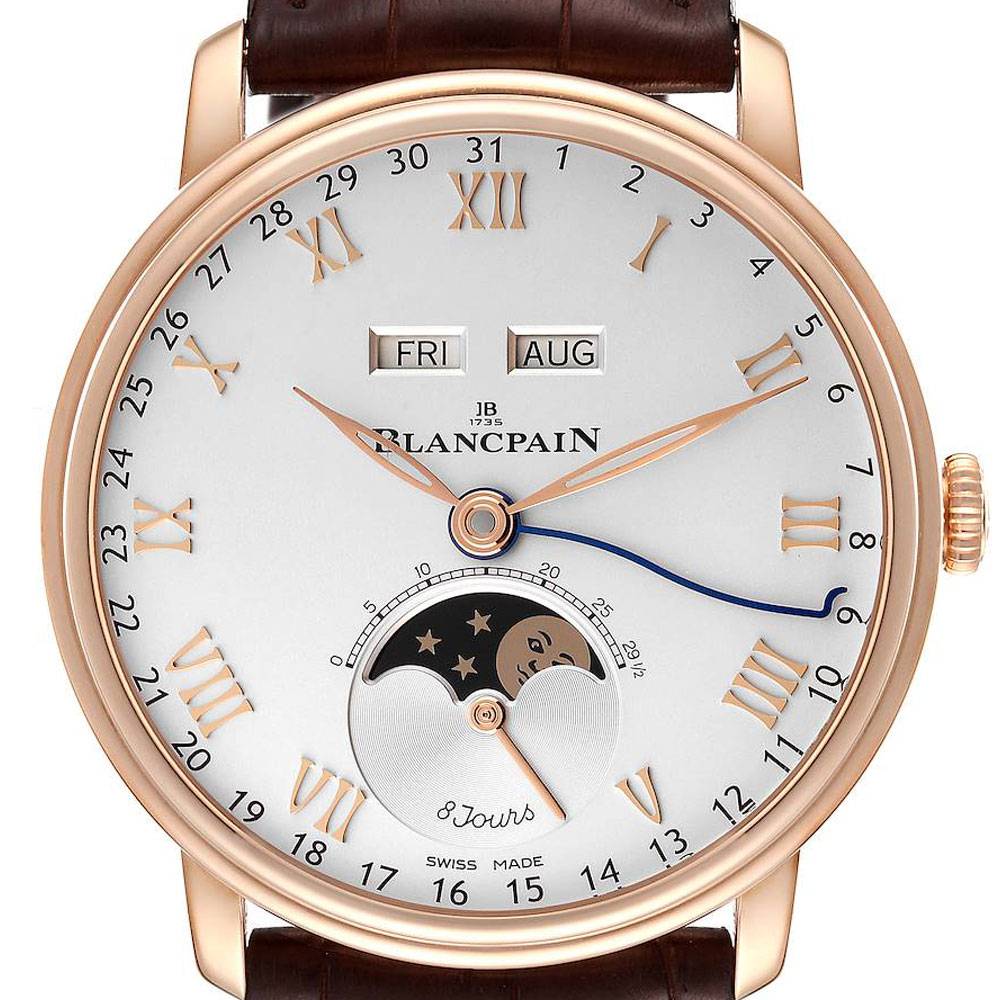 Blancpain Villeret 6639-3642-55B Complete 8 Calendar Days 18k Rose Gold Watch