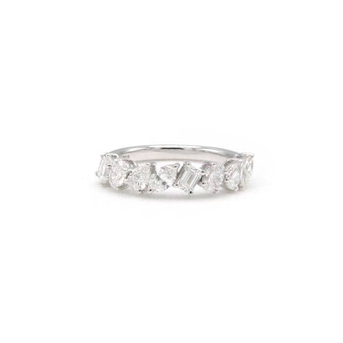 18k White Gold 1.19ctw Mixed Cut Diamond Band Ring
