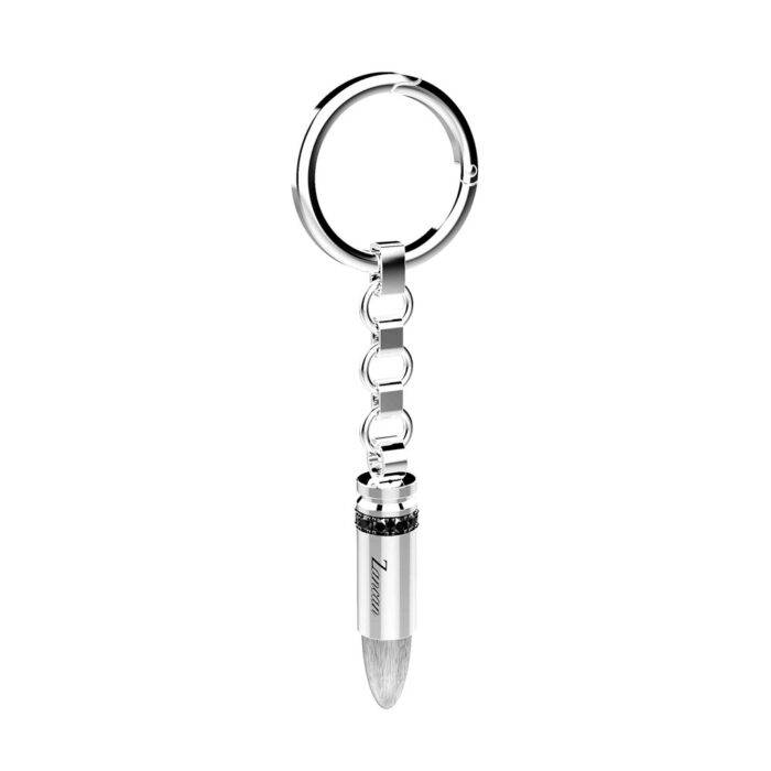 Zancan Black Spinel Bullet Sterling Silver Keychain
