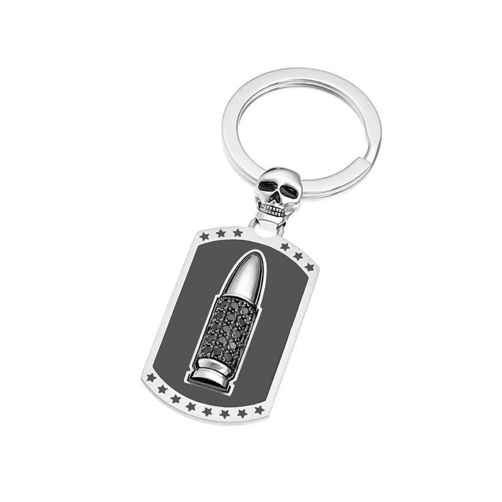 Zancan Bullet Skull Sterling Silver Keychain