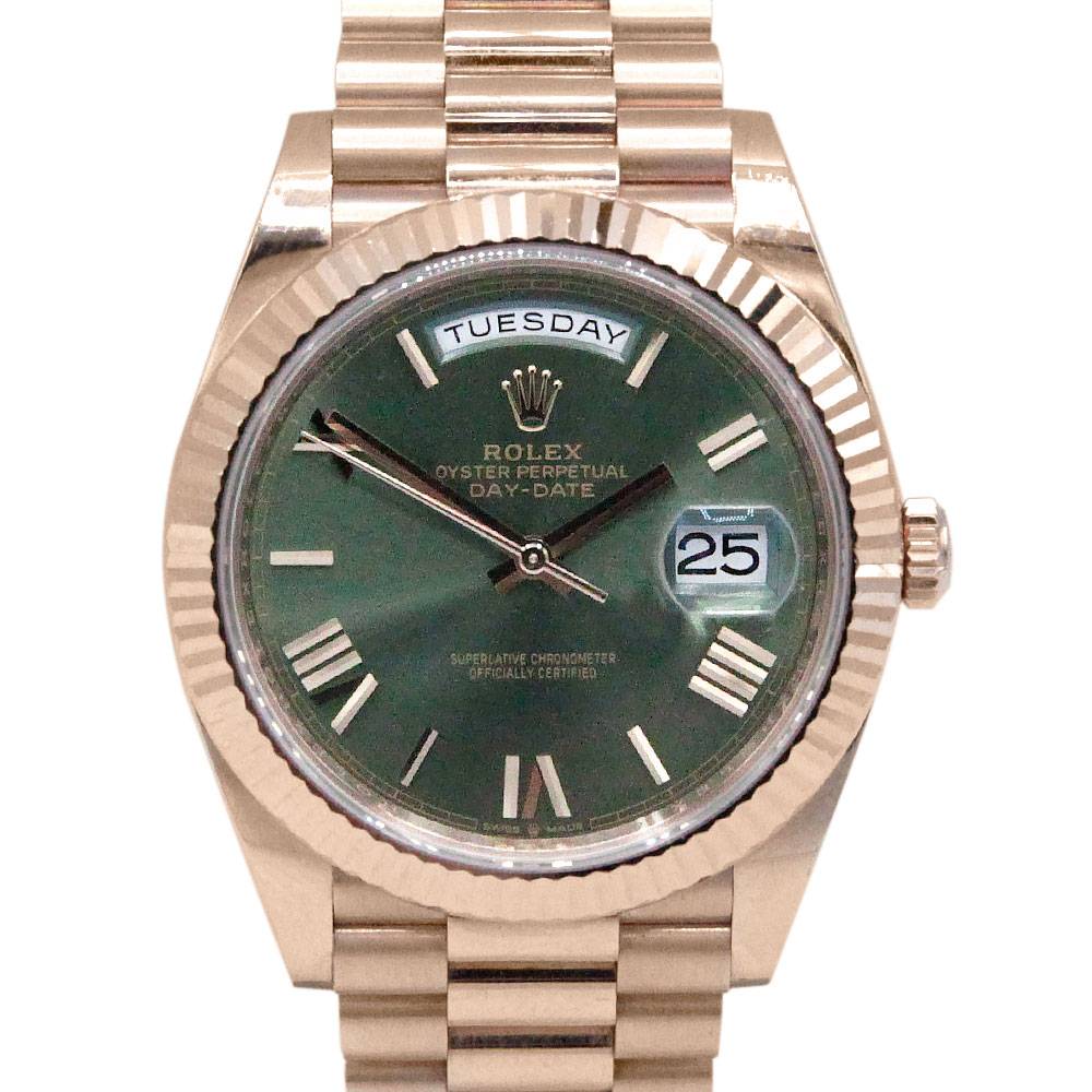 Rolex 228235 Day-Date 18k Rose Gold Olive Roman Dial 60th Anniversary Watch