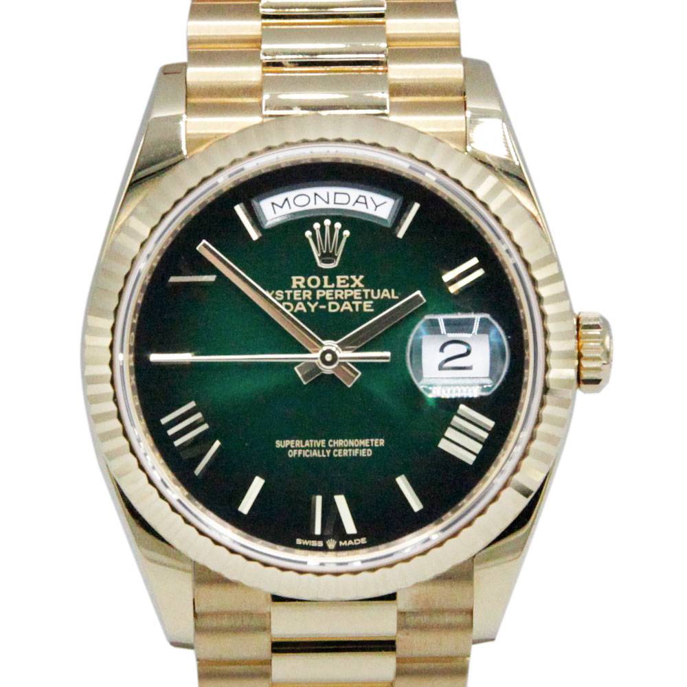 Rolex 128238 Day-Date Green Ombre Roman 36mm 18k Yellow Gold Presidential Watch