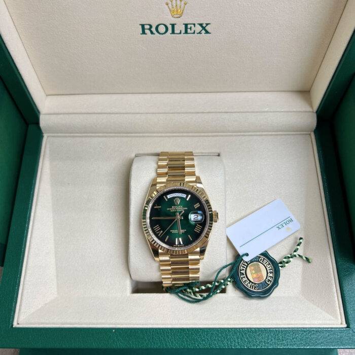 Rolex 128238 Day-Date Green Ombre Roman 36mm 18k Yellow Gold Presidential Watch