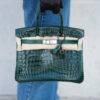 Hermes Birkin 30 Vert Fonce Shiny Niloticus Crocodile Palladium Hardware