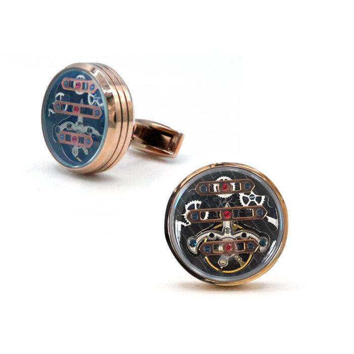 TF est. 1968 Rose Gold Plated Steel Bridges Black Cufflinks Model: C3B-PR01 TF est. 1968 Rose Gold Plated Steel Bridges Black Cufflinks Model: C3B-PR01