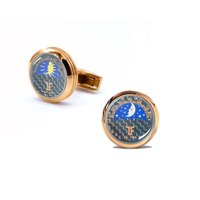 TF est. 1968 Rose Gold Plated Steel Moon and Sun Phase Cufflinks Model: CMP-PR01 TF est. 1968 Rose Gold Plated Steel Moon and Sun Phase Cufflinks Model: CMP-PR01
