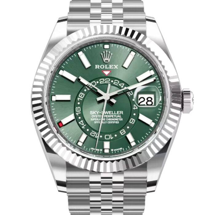 Rolex Sky-Dweller 336934 Mint Green Dial Jubilee Stainless Steel Watch Rolex Sky-Dweller 336934 Mint Green Dial Jubilee Stainless Steel Watch