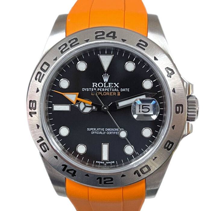 Rolex 216570 Explorer II Black Dial 42mm Orange Rubber Strap Watch