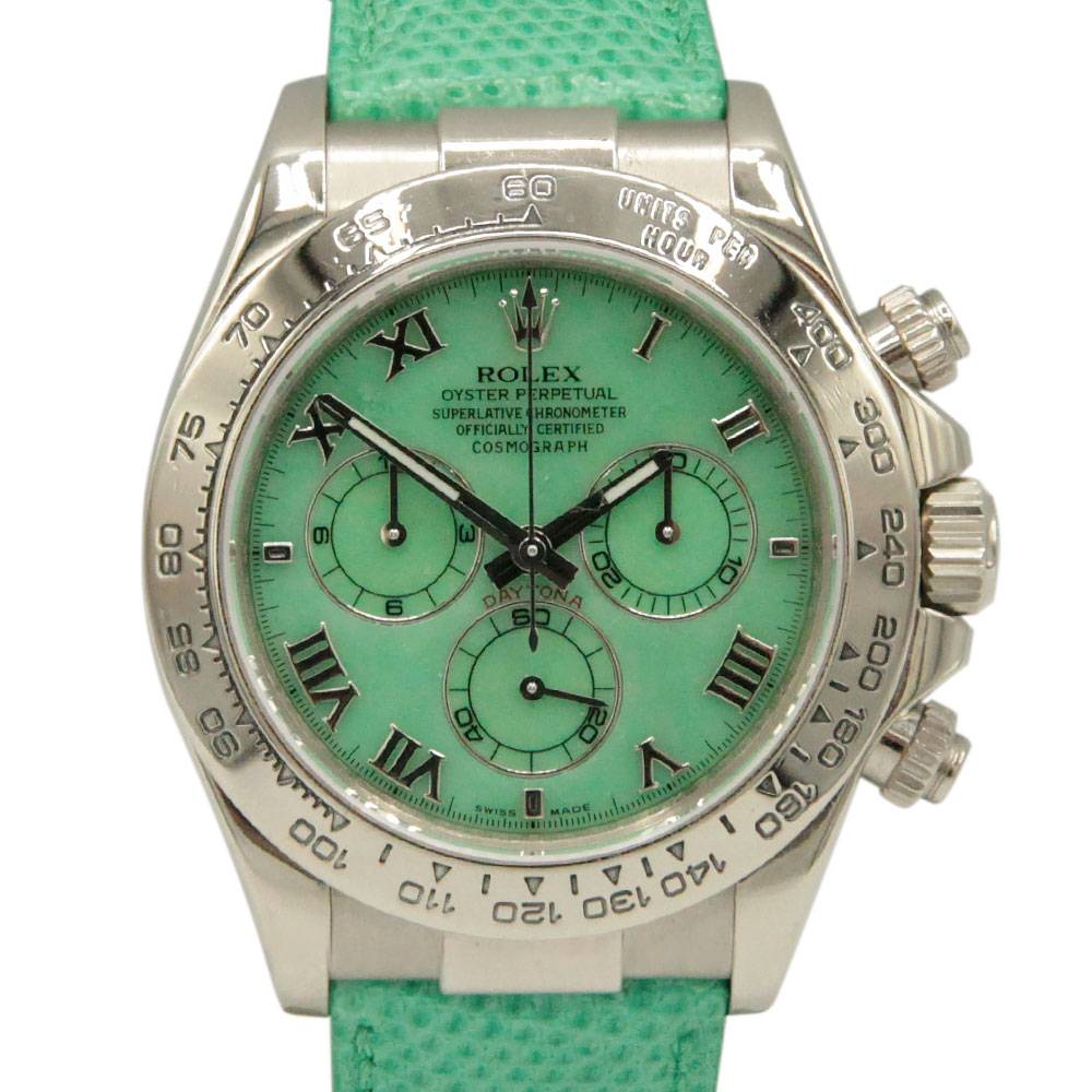 Rolex 116519 Daytona “Beach” Chrysoprase Dial Green Strap 18k White Gold Watch