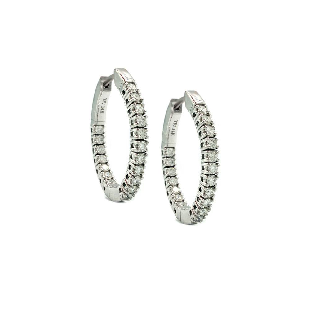 18k White Gold 1.19ctw Diamond Flexible Inside-Out Hoop Earrings
