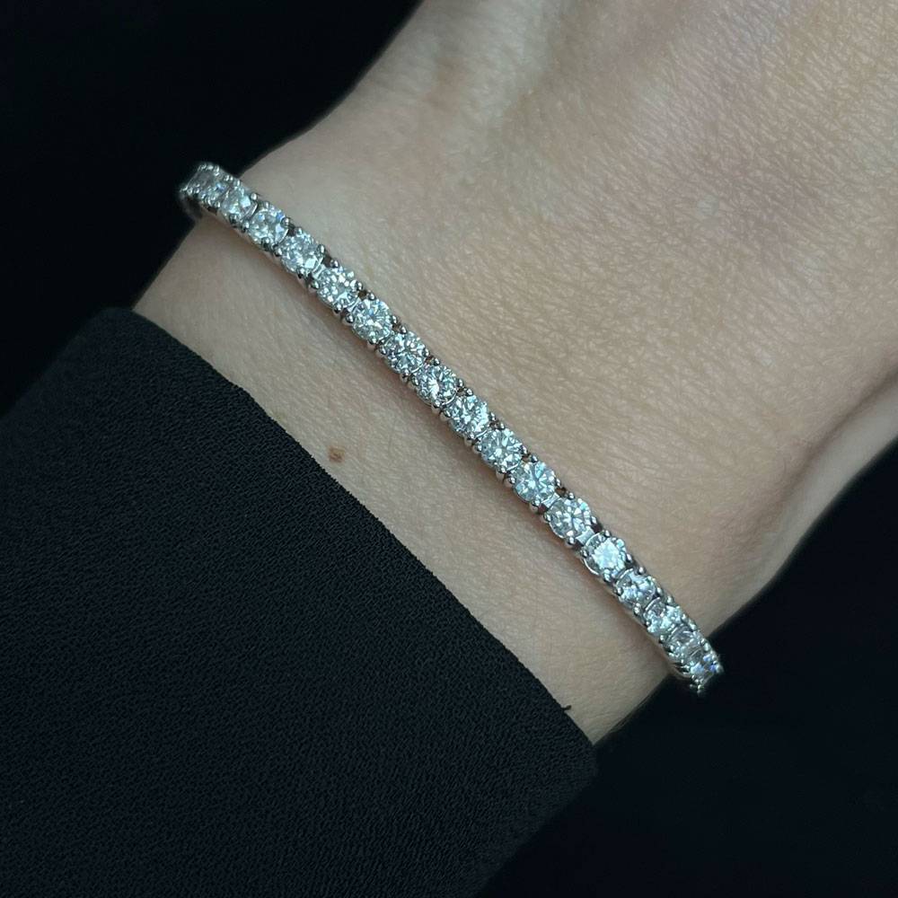 14k White Gold 5ctw Round Brilliant Diamond 7″ Tennis Bracelet