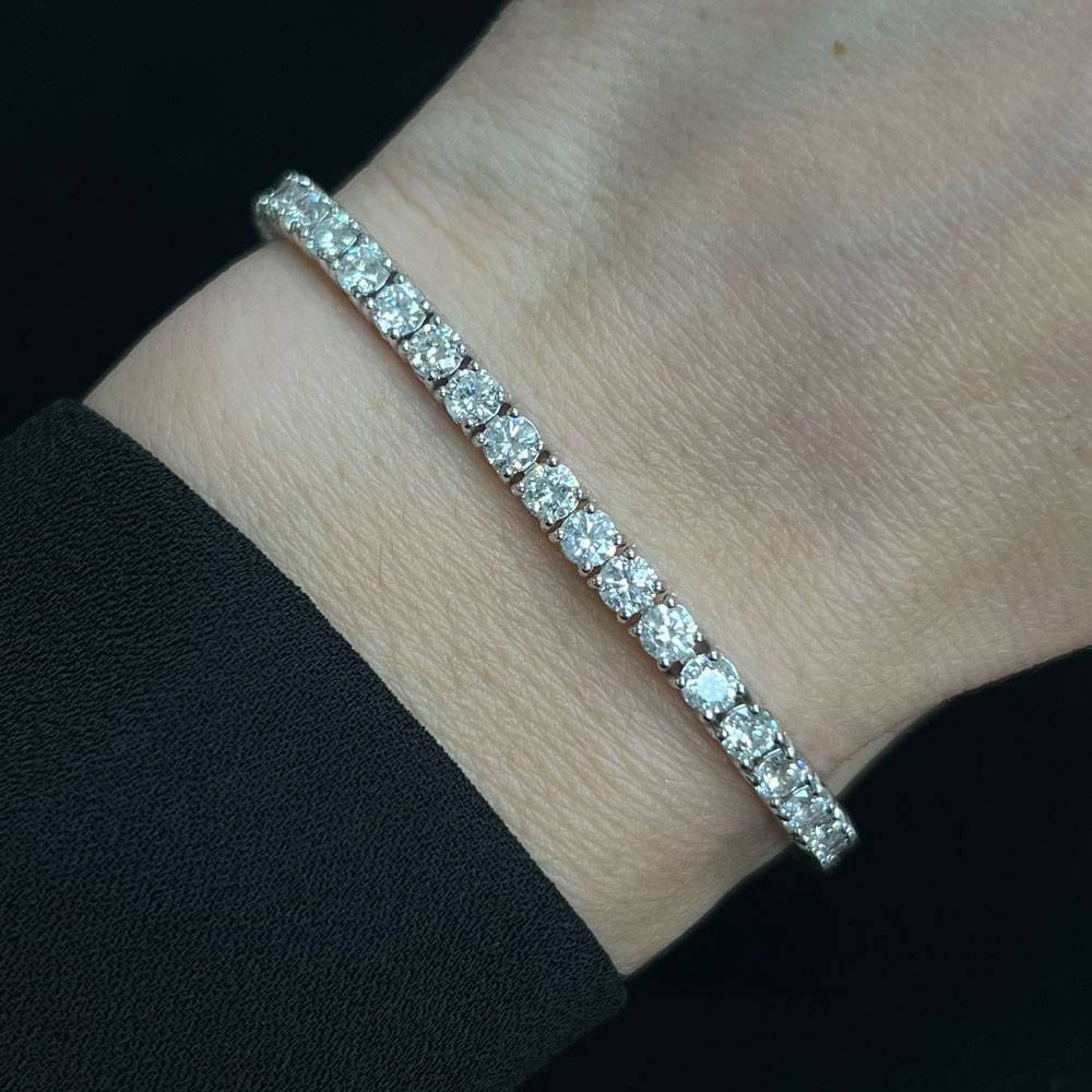 14k White Gold 7ctw Round Brilliant Diamond 7″ Tennis Bracelet
