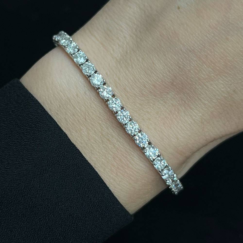 14k White Gold 8ctw Round Brilliant Diamond 7″ Tennis Bracelet