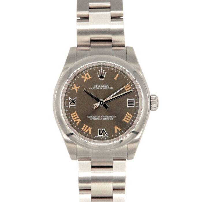 Rolex 177200 Oyster Perpetual Dark Grey Roman Dial 31mm Watch Rolex 177200 Oyster Perpetual Dark Grey Roman Dial 31mm Watch