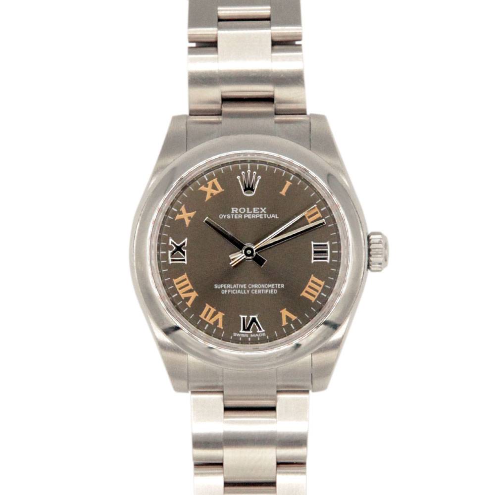 Rolex 177200 Oyster Perpetual Dark Grey Roman Dial 31mm Watch