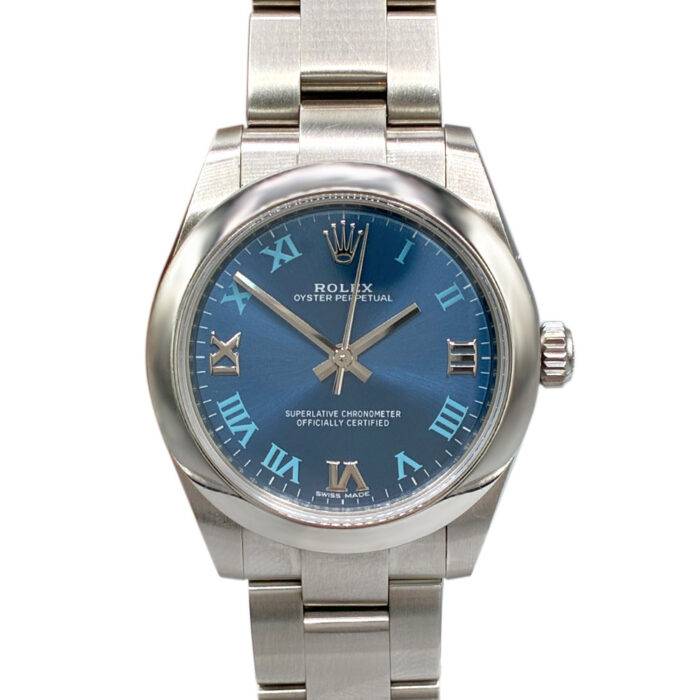 Rolex 177200 Oyster Perpetual Blue Dial Blue Roman Numerals 31mm Ladies Watch