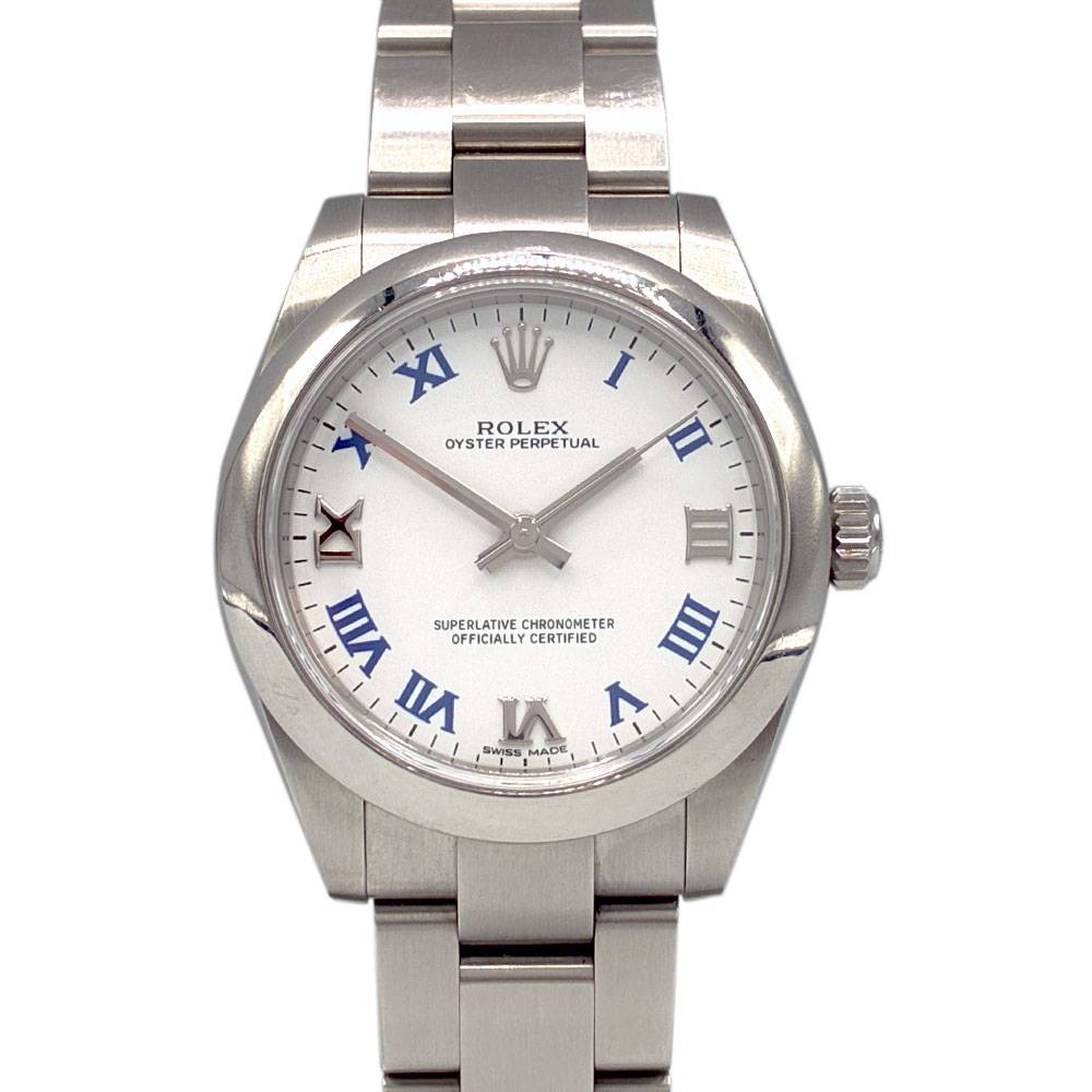 Rolex 177200 Oyster Perpetual White Dial Blue Roman Numerals 31mm Ladies Watch