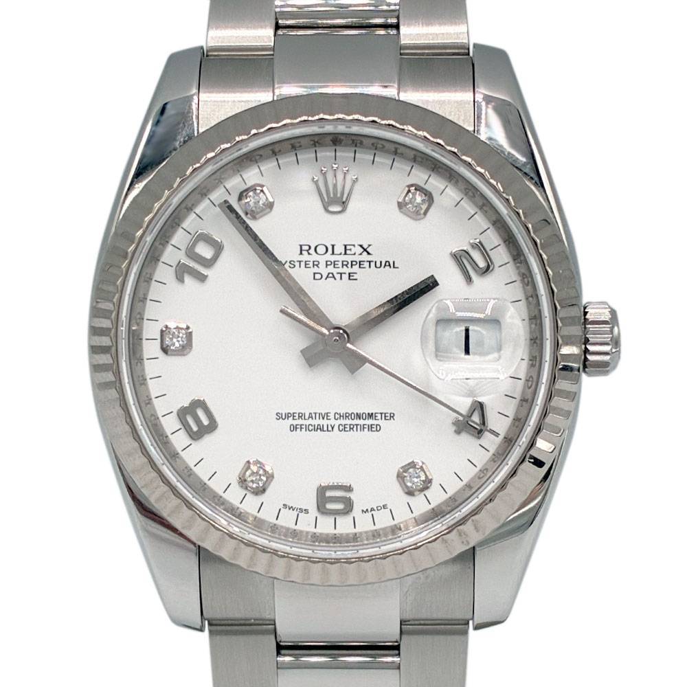 Rolex 115234 Date White Diamond and Arabic Dial 34mm Stainless Steel Watch