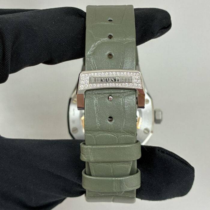 Audemars Piguet 15551BC.ZZ.D405CR.01 Royal Oak Green Dial Diamond Bezel 37mm Watch