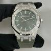Audemars Piguet 15551BC.ZZ.D405CR.01 Royal Oak Green Dial Diamond Bezel 37mm Watch