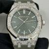 Audemars Piguet 15551BC.ZZ.D405CR.01 Royal Oak Green Dial Diamond Bezel 37mm Watch