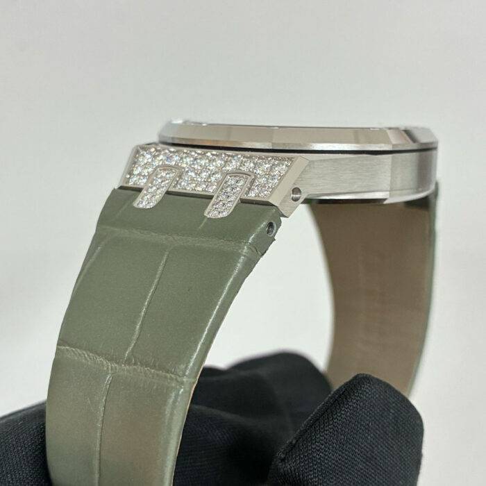 Audemars Piguet 15551BC.ZZ.D405CR.01 Royal Oak Green Dial Diamond Bezel 37mm Watch