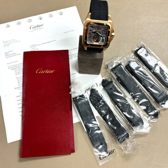 Cartier W2020019 Santos 100 Flying Tourbillon 18k Pink Gold LE Watch