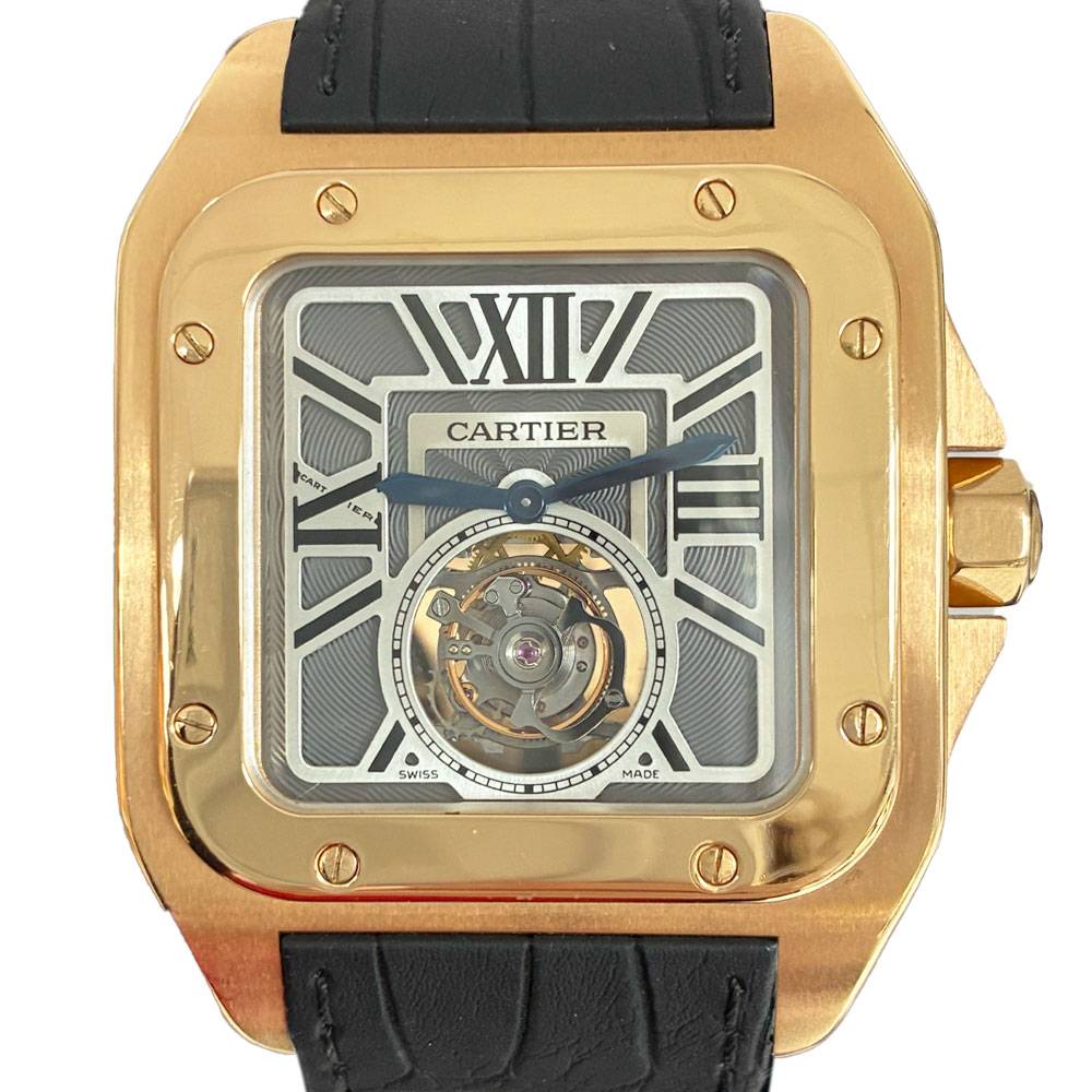 Cartier W2020019 Santos 100 Flying Tourbillon 18k Pink Gold LE Watch