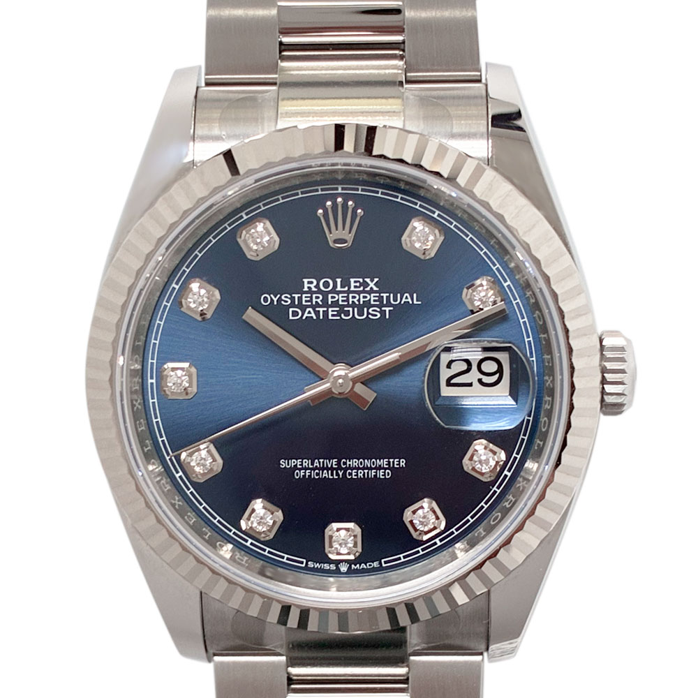 Rolex 126234 Datejust Blue Diamond Dial 36mm Stainless Steel Oyster Watch 2025