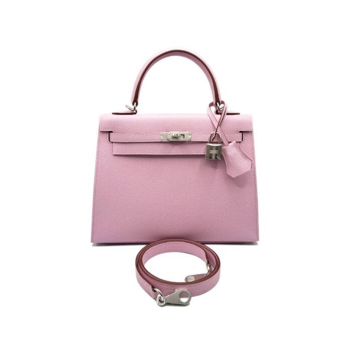 Hermes Kelly 25 Sellier Epsom Mauve Sylvestre Handbag PHW in Box