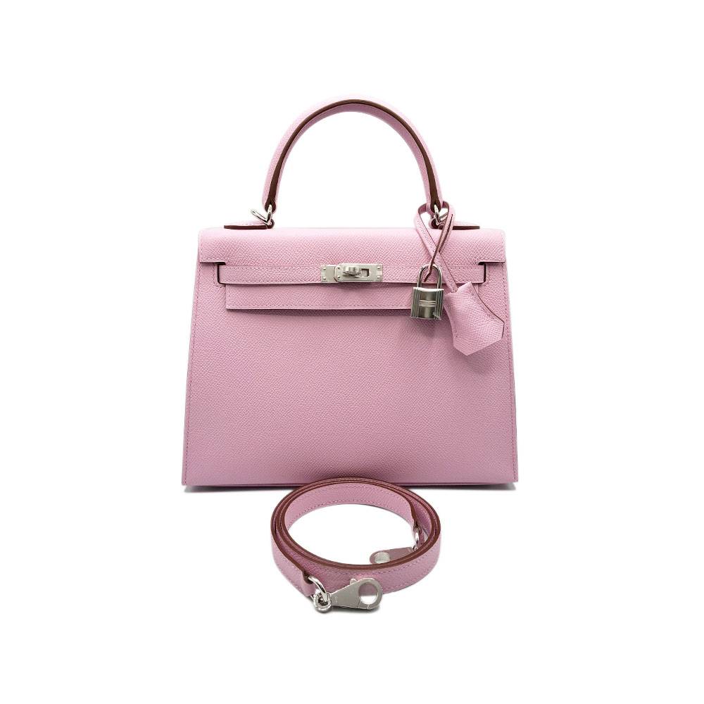 Hermes Kelly 25 Sellier Epsom Mauve Sylvestre Handbag PHW in Box