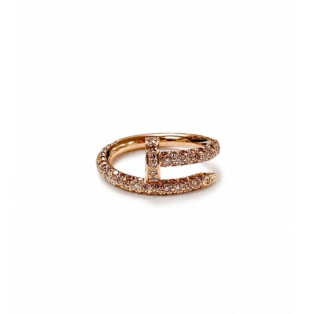 RARE Cartier Juste un Clou 18k Rose Gold Full Pave Diamond Ring Size 51