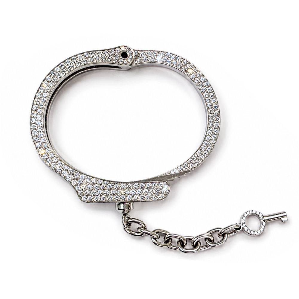 Jacob & Co. 18k White Gold Love Lockdown Diamond Handcuff Bracelet