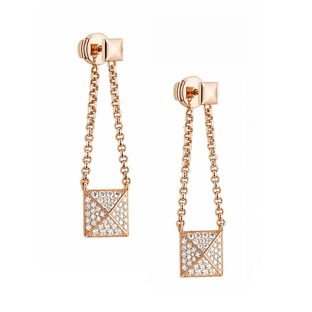Hermès 18k Rose Gold Clou d’H Diamond Dangle Earrings