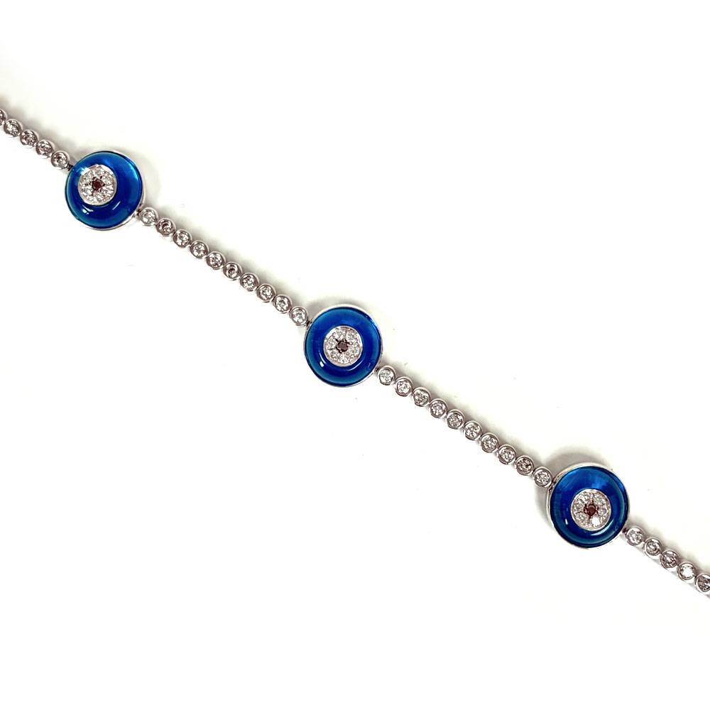 18k White Gold 1.02ct Diamond Evil Eye Bracelet