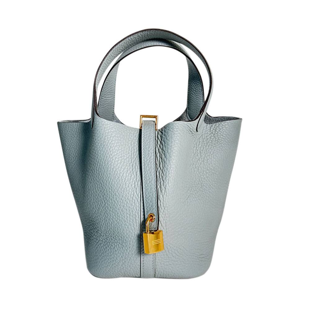 Hermes Picotin Lock 18 Gris Pantin Clemence Handbag GHW